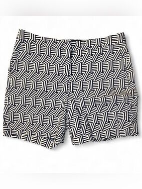 Boden Navy & White Geometric Flat Front Shorts Preppy Mod